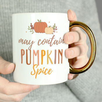 Personalised Pumpkin Spice Gold Handle Mug Ceramic, 2 of 6