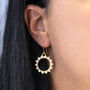 Gold Plated Pearl Sunburst Earrings, thumbnail 1 of 6