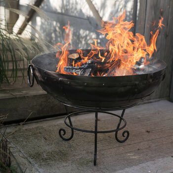 Indian Fire Bowl, BBQ Rack, Gloves And Marshmallow Fork, 2 of 7
