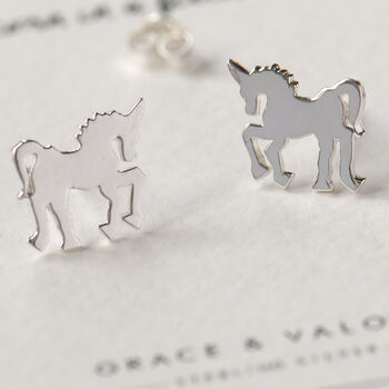 Mythical Sterling Silver Unicorn Stud Earrings, 2 of 10