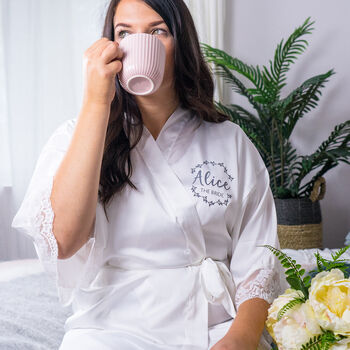 Personalised Botanical Silky Wedding Dressing Gown, 4 of 7
