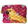 Large Quilted Velvet Make Up Bag Yellow Parrot, thumbnail 2 of 6