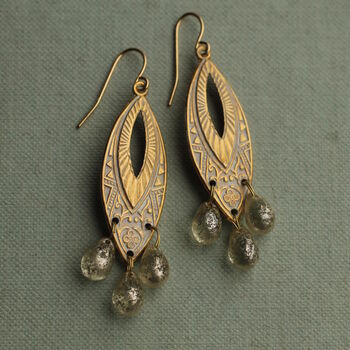 Art Deco Chandelier Earrings With Pearl Glass Drops, 2 of 10