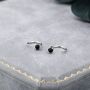 Genuine Black Onyx Huggie Hoop Earrings, thumbnail 4 of 11