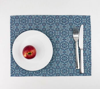 Blue Liberty Flower Canvas Fabric Placemat Set, 6 of 11