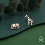 Sterling Silver Elephant And Giraffe Stud Earrings, thumbnail 5 of 12