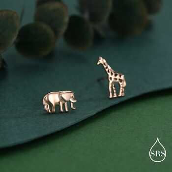 Sterling Silver Elephant And Giraffe Stud Earrings, 5 of 12