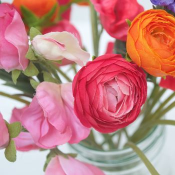Summer Faux Flower Bouquet Of Ranunculus And Sweet Peas, 5 of 5