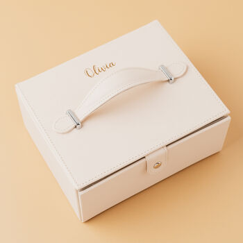 Personalised Two Tiered Large Jewellery Box Saffiano Leather Luxury Christmas Gift For Her, 2 of 6