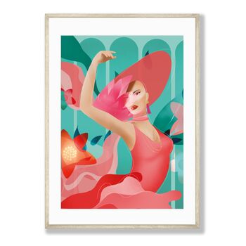 Woman In Flowers Illustrated Art Print, 2 of 6