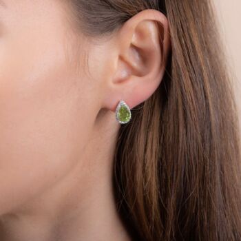 Peridot 925 Sterling Silver Pear Drop Earrings, 3 of 4