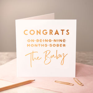 Copper Foiled New Baby Card By Oakdene Designs