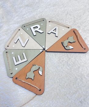 Woodland Bunting Personalised Wooden Garland, 9 of 9
