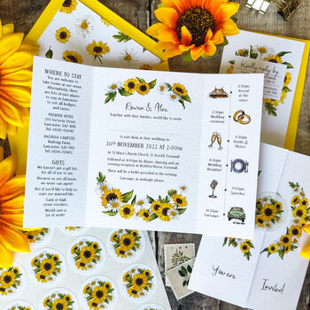 Sunflower Gatefold Wedding Invitation Suite, 4 of 9