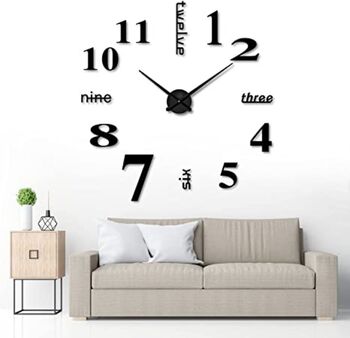 Stylish, Modern 3D Wall Clock In Black Or Silver, 6 of 7