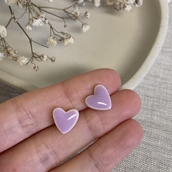 Lilac Heart Stud Clay Earrings, 4 of 7