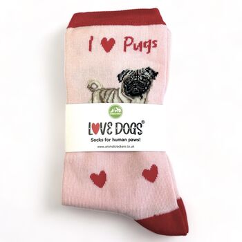 I Love Pugs Socks Novelty Dog Lover Gift, 5 of 6