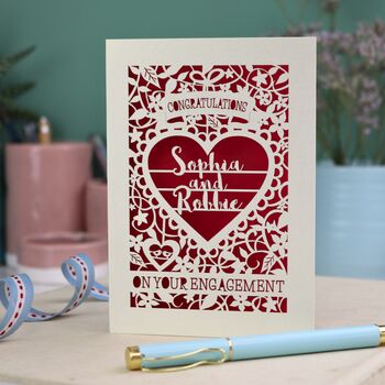 On Your Engagement Personalised Paper Cut Card, 3 of 7