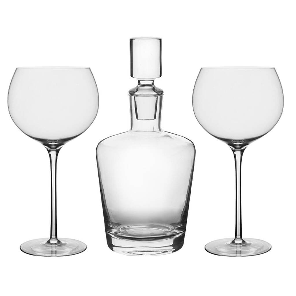 personalised gin decanter and glasses by dibor