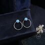 Double Circle Blue Opal Ear Jacket In Sterling Silver, thumbnail 7 of 12