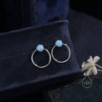 Double Circle Blue Opal Ear Jacket In Sterling Silver, 7 of 12