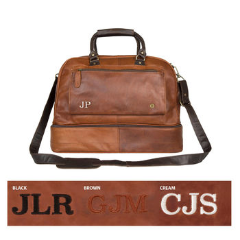 Personalised Leather Holdall With Shirt Compartment, 8 of 12