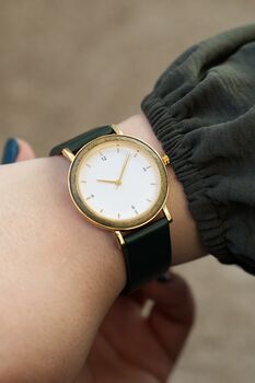 Lucerne Green Faux Leather And Wood Watch For Her, 7 of 9