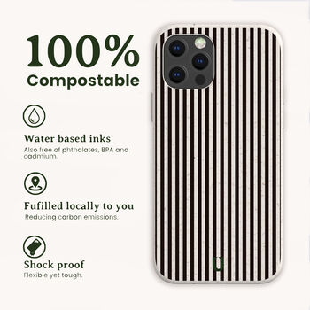 Black Striped Eco Phone Case, 2 of 7