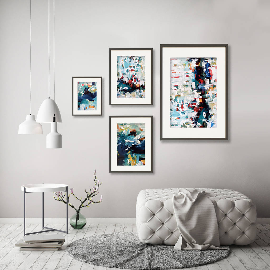 abstract art set of four prints gallery wall colourful by abstract ...