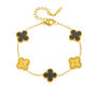 Alternating Clover Bracelet Black And Gold 18 K Plate, thumbnail 1 of 4