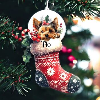 Personalised Yorkshire Terrier Stocking Bauble, 2 of 2