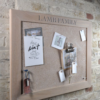 Personalised White Oiled Oak Cork Or Chalk Notice Board, 2 of 7