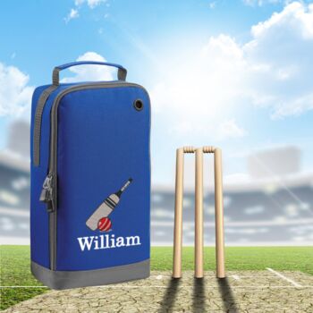 Personalised Embroidered Cricket Shoe Bag With Embroidered Name And Motif, 6 of 10