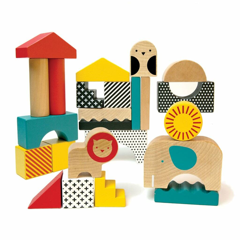 Eco Friendly Wooden Animal Town Stacking Blocks By Little Baby Company