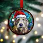 Irish Wolfhound In Santa Hat Suncatcher Decoration, thumbnail 3 of 6