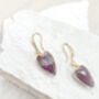 Amethyst Heart Earrings Real 18k Gold Plated, thumbnail 1 of 7