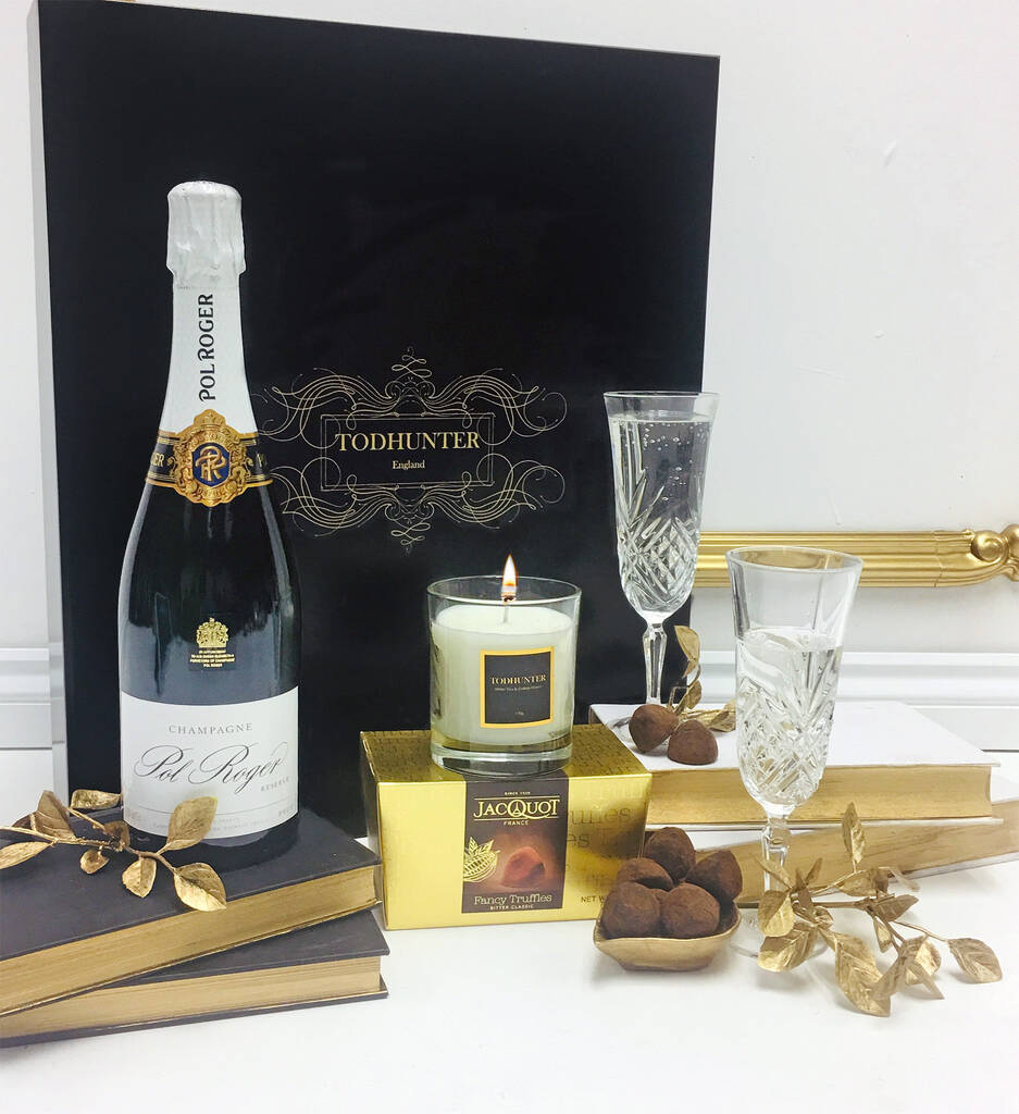 Luxury Pol Roger Champagne And Candle Gift Box By