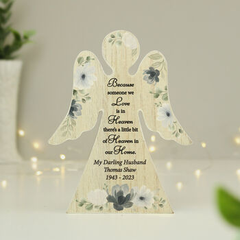 Personalised Memorial Wooden Angel Christmas Ornament, 4 of 6
