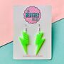 Neon Green Glitter Lightning Bolt Earrings Small And Large, thumbnail 1 of 2