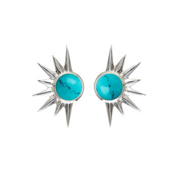 Total Eclipse Turquoise Silver Stud Earrings, 2 of 7