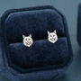 Sterling Silver Maine Coon Style Cat Face Stud Earrings, thumbnail 4 of 12