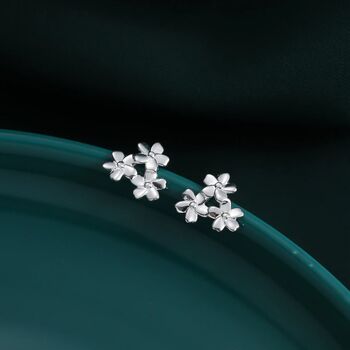 Cherry Blossom Flower Stud Earrings In Sterling Silver, 8 of 11