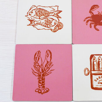 Seafood Inspired Ceramic Coasters, 3 of 4
