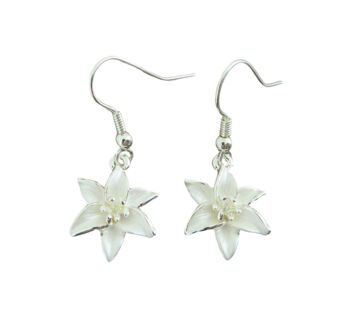 Lily White Flower Drop Earrings, 4 of 5