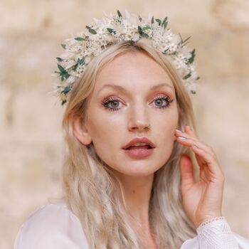 Daisy Dried Flower Crown Wedding Headband, 6 of 7