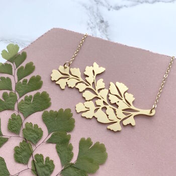 Gold Plated Maidenhair Fern Statement Necklace, 2 of 6
