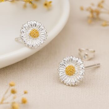 Sterling Silver And Gold Sunflower Stud Earrings – 6mm, 3 of 6