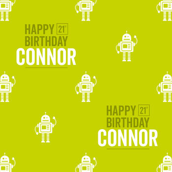 Personalised Birthday Robot Wrapping Paper, 5 of 7
