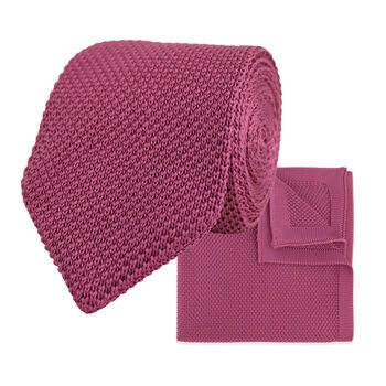 Wedding Handmade Knitted Pocket Square In Dark Pink, 5 of 8