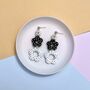Polka Dot Black And White Flower Polymer Clay Earrings, thumbnail 4 of 4